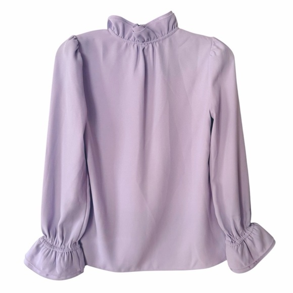 J. Crew Ruffle-neck Top in Lavender 365 Crepe Style #AW095 XXS - Picture 5 of 13